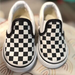 Vans Kids Black and White Checkered Sneakers EUC!